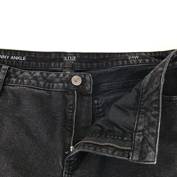 a.n.a Skinny Ankle Stretch Denim Jeans Women's Plus 24W Black High Rise Casual - Picture 4 of 11